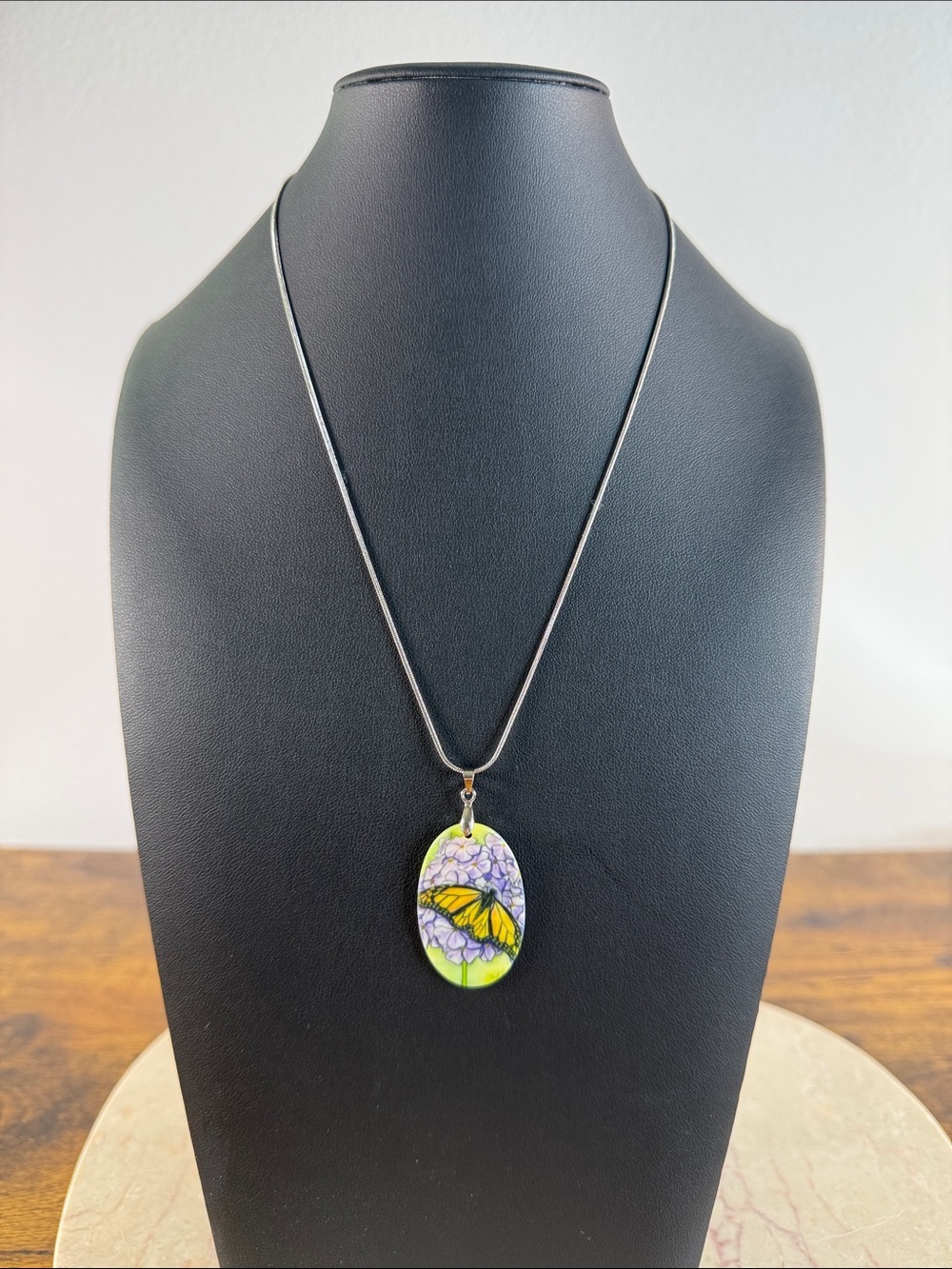 Yellow Butterfly Pendant & Necklace in Silver